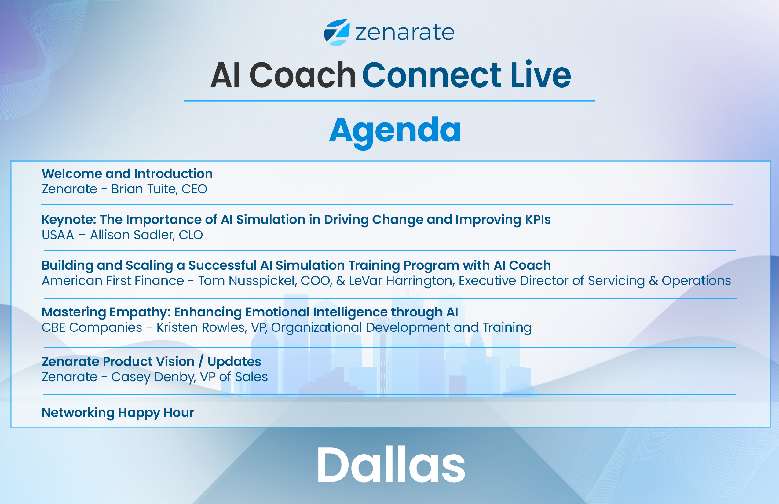 AI Coach Connect Live Dallas Agenda 1
